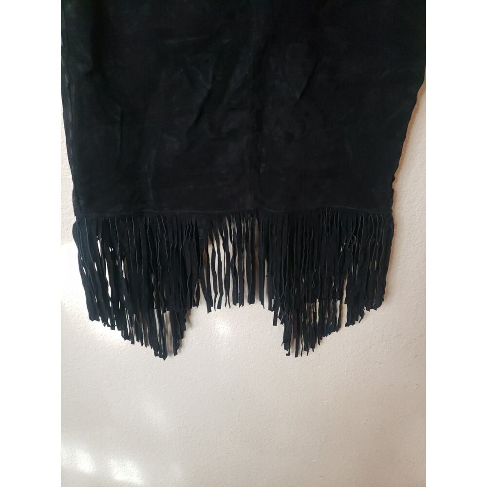 Scully Leather Womens Long Suede Fringe Skirt Black Size XL Western Country - Picture 10 of 13